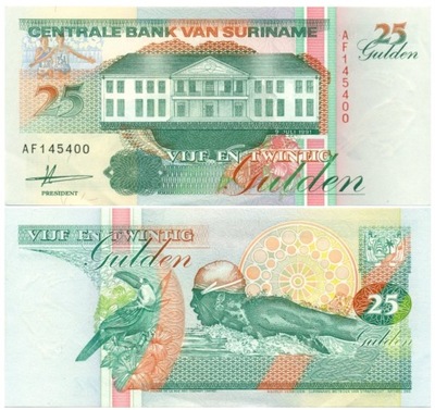 SURINAM 25 GULDENÓW 1991 P-138a UNC