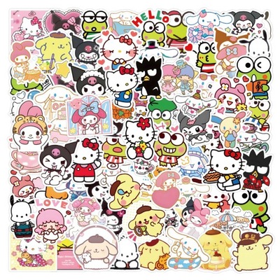 Naklejki Kuromi Melody Cinnamoroll Hello Kitty Purin Sanrio 200 Sztuk