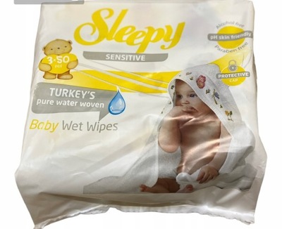 Chusteczki nawilżane Sleepy Sensitive water 3 x 50 szt.