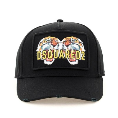 Dsquared2 - Czarna czapka z daszkiem i z tygrysami