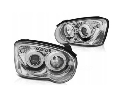 FAROS SUBARU IMPREZA II GD 03-05 ANILLOS CROMO DIODO LUMINOSO LED  