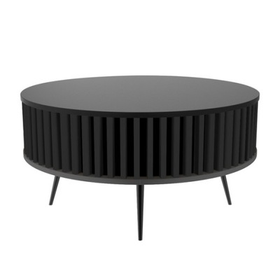 STOLIK KAWOWY OKRĄGŁY SUNDAY - CZERŃ/LAMELE CZARNE