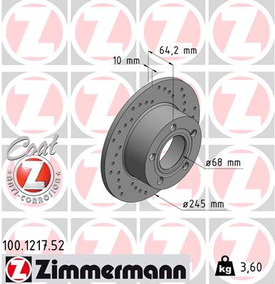 ZIMMERMANN 100.1217.52 ДИСК ТОРМОЗНОЙ