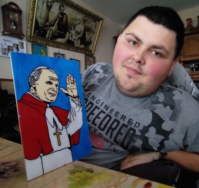 Jan Paweł II Obraz ręcznie malowany A4