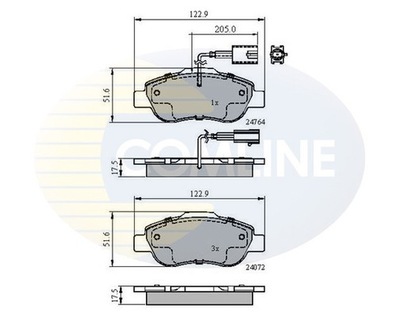 PADS BRAKE COMLINE /PRZOD/ (ODP.GDB1746) /+CZ/ FIAT 500 08-/FROD KA 0  