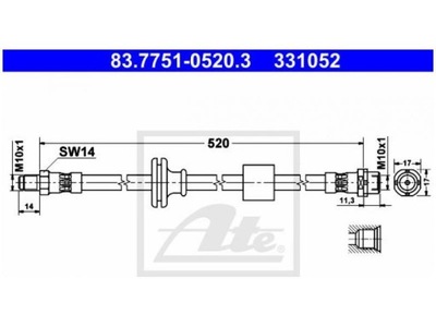 ATE ПАТРУБОК ТОРМОЗНОЙ GIĘTKI BMW X3 E83 03- ПЕРЕД