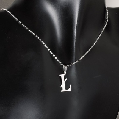 Srebrny łańcuszek z literką Ł