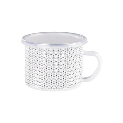 GARNEK EMALIOWANY 1L DO GOTOWANIA MLEKA Z UCHEM POKRYWKĄ 12 CM PLASTER