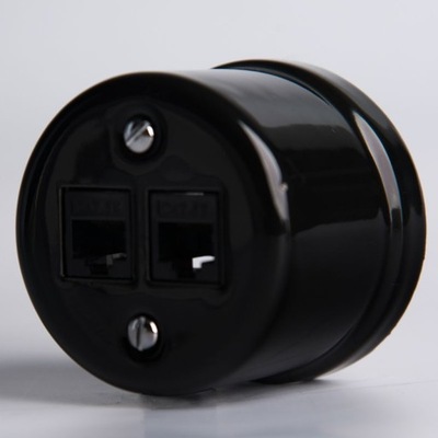 CERAMICZNE GNIAZDO 2xRJ45 NATYNKOWE CZARNE