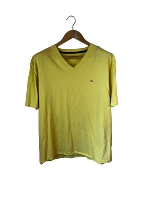 Koszulka w serek Tommy Hilfiger żółta logo xxl
