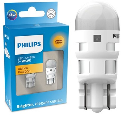 ЛАМПОЧКИ LED (СВЕТОДИОД ) PHILIPS ULTINON PRO6000 W5W T10 6000K ОРАНЖЕВАЯ