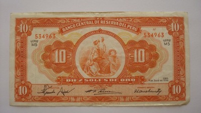 Banknot Peru 10 soles 1956 stan 3