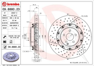 ГАЛЬМІВНІ ДИСКИ ГАЛЬМІВНІ ПЕРЕД BREMBO 09.8880.23 09888023