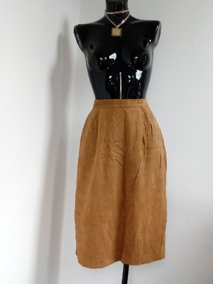 NIGHTINGALES brązowa spódnica imitacja zamszu midi