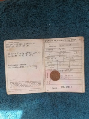 Kolekcjonerski dowód rejestracyjny URSUS C-330 1977r