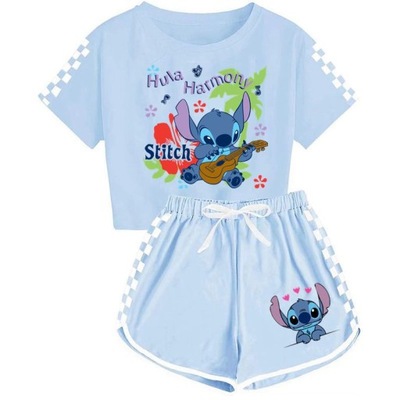 Komplet piżamy sportowej dla chłopców i dziewcząt oraz spodenki, kolor niebieski