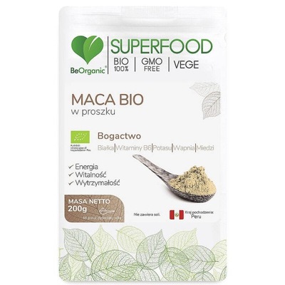 BIO Maca w proszku 200g BeOrganic mielony korzeń