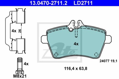 КОЛОДКИ ДИСКОВЫЕ ТОРМОЗНОЕ ATE CERAMIC ATE 13.0470-2711.2 фото