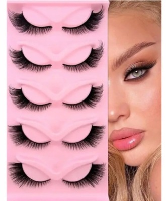 SZTUCZNE RZĘSY PASEK ZESTAW 5 PAR POŁÓWKI