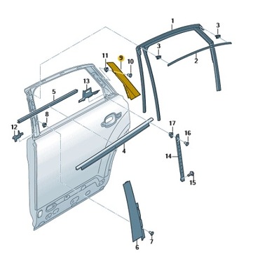 Захист стійка двері задня ліва audi q7 4m фото №1