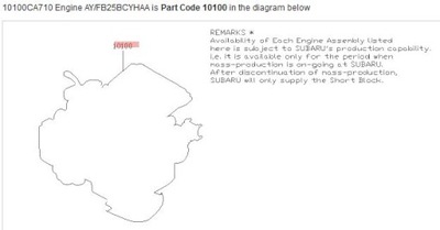 ENGINE SUBARU LEGACY OUTBACK 2.5 L FB25BCYHAA  