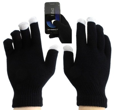 Rękawiczki zimowe dotykowe do ekranów czarne