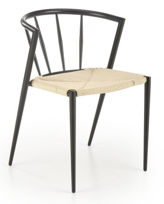 Krzesło metalowe czarne K515 siedzisko sznurek, czarne nogi
