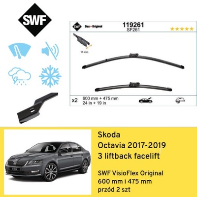 ESCOBILLAS PARTE DELANTERA DO SKODA OCTAVIA 3 LIFTBACK RESTYLING (2017-2019) SWF  