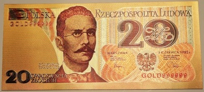 20 złotych , PRL ,Traugutt ,Banknot kolekcjonerski , Polska