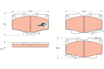 КОЛОДКИ ТОРМОЗНЫЕ - КОМПЛЕКТ COTEC GDB797