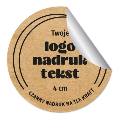 Naklejki LOGO NADRUK NAPIS Kraft Eco Okrągłe x200