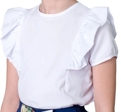 Elegancka biała bluzka na krótki rękaw 152