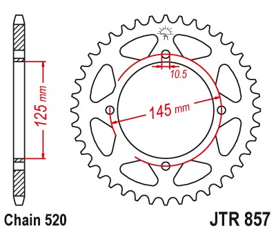 ЗУБЧАТКА ЗАДНЯЯ СТАЛЬНОЙ JTR857-41 41Z РАЗМЕР 520