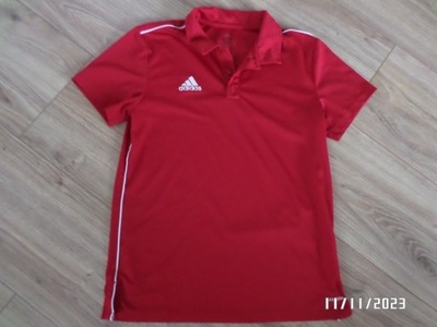 firmowa koszulka polo-ADIDAS-S/M-czerwona