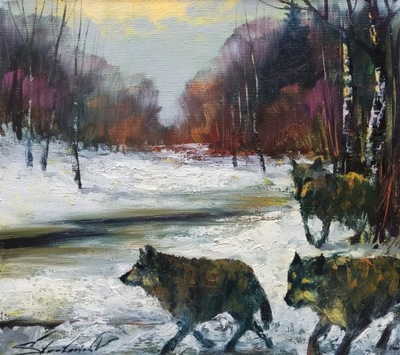 STRATOVICH W. obraz na płótnie "WILKI"