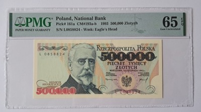 Banknot PRL 500000 zł 1993 rok SERIA: L - PMG 65