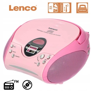 Radioodtwarzacz Hi-Fi Lenco SCD-24 różowe radio FM, stereo