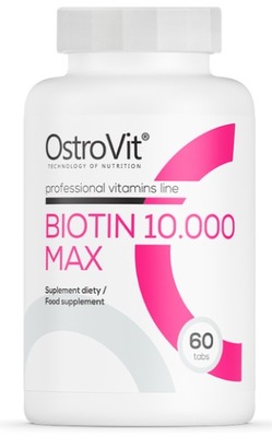 OstroVit Biotin 10.000 BIOTYNA MAX WŁOSY 60 tabl.