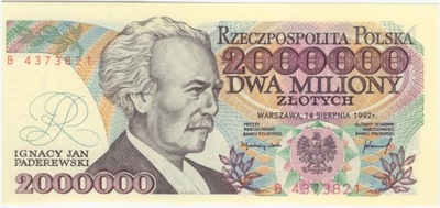 2000000 zł Ignacy Paderewski seria B - 1992 - UNC