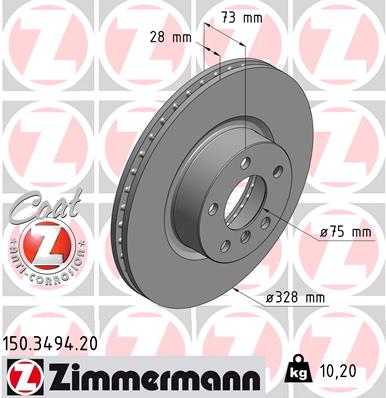 ZIMMERMANN 150.3494.20 DISCO DE FRENADO  