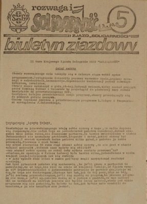 ROZWAGA I SOLIDARNOŚĆ nr 5, biuletyn zjazdowy Gdańsk 1981