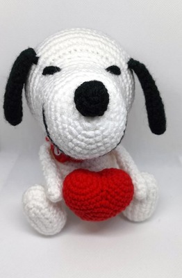 Crochet Snoopy, Piesek Snoopy, Maskotka Snoopy, Prezent na Wielkanoc