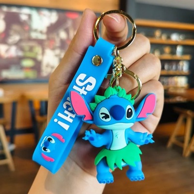 Disney Cartoon Anime Lilo and Stitch Pendant Keychains Holder Car Key 