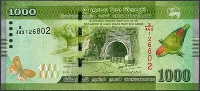 Sri Lanka - 1000 rupii 2019 * P127e * motyl i ptak