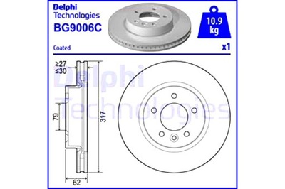 DELPHI DISKAI STABDŽIŲ 2SZT. PRIEK. LAND ROVER DISCOVERY III 