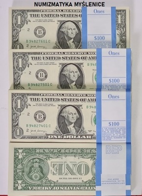 Banknoty jedno dolarowe 2017 r. 10 szt . Seria B