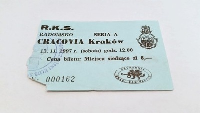 stary bilet RKS RADOMSKO - CRACOVIA Kraków 15.11.1997