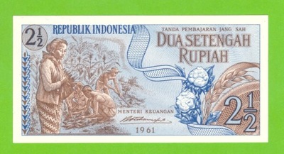 INDONEZJA 2 1/2 RUPIAH 1961 P-79 UNC