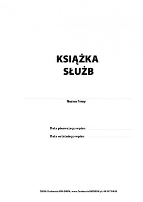 Książka rejestr służb A4 pionowa, oprawa twarda, numerowana