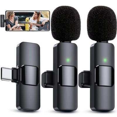 2X MIKROFON KRAWATOWY BEZPRZEWODOWY USB-C C ANDROID IOS DO TELEFONU MAŁY